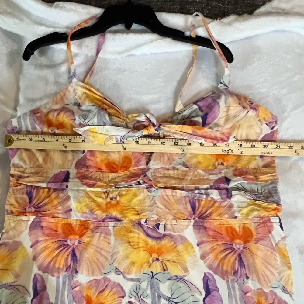 Anthropologie Floral Midi Dress in Yellow, Purple, Orange - Picture 8 of 8